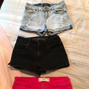 Jean shorts bundle(black, blue & hot pink).